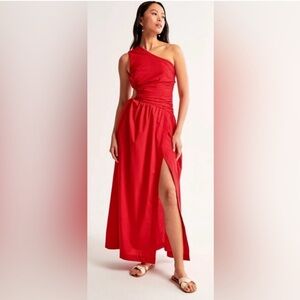 NWOT Abercrombie & Fitch One-Shoulder Cutout Maxi Dress - Red